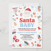 Invitation Baby shower bébé Blue Père Noël (Devant)