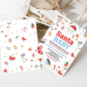 Invitation Baby shower bébé Blue Père Noël