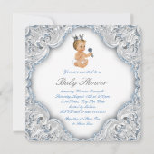Invitation Baby shower Bébé Blue Prince (Dos)