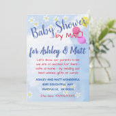 Invitation Baby shower Bébé Boy Daisies Balloons (Debout devant)