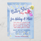 Invitation Baby shower Bébé Boy Daisies Balloons (Devant / Derrière)