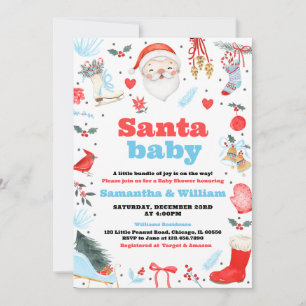 Invitation Baby shower bébé Boy Père Noël