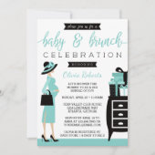 Invitation Baby shower bébé & bruch Invitation, Turquoise, No (Devant)