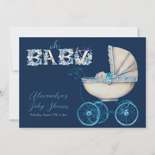 Invitation Baby shower bébé Buggy Boy (Dos)