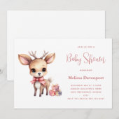 Invitation Baby Shower Bébé Cerf Cadeaux Mignon (Devant / Derrière)