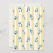 Invitation Baby shower bébé Ciao jaune bleu dessiné à la main (Dos)