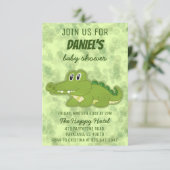 Invitation Baby shower bébé crocodile (Debout devant)