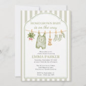 Invitation Baby Shower Bébé Croissance Douce Gingham (Devant)