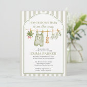 Invitation Baby Shower Bébé Croissance Douce Gingham (Debout devant)