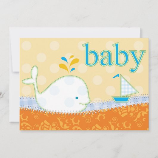 Invitation Baby shower - Bébé de baleine (Devant)
