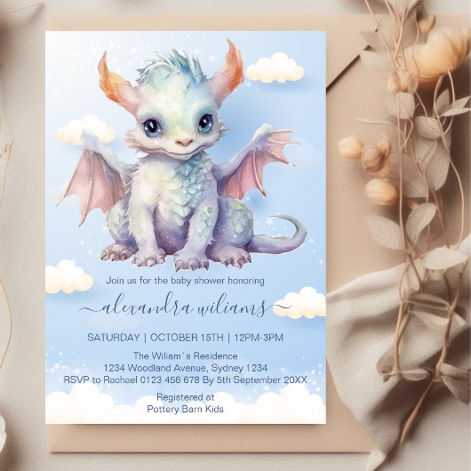 Invitation Baby shower Bébé de Dragon