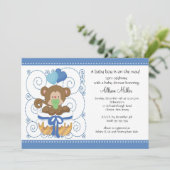 Invitation Baby shower bébé de singe doux (Debout devant)