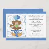 Invitation Baby shower bébé de singe doux (Devant / Derrière)