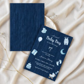 Invitation Baby shower bébé Denim moderne
