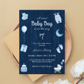 Invitation Baby shower bébé Denim moderne