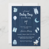 Invitation Baby shower bébé Denim moderne (Devant)