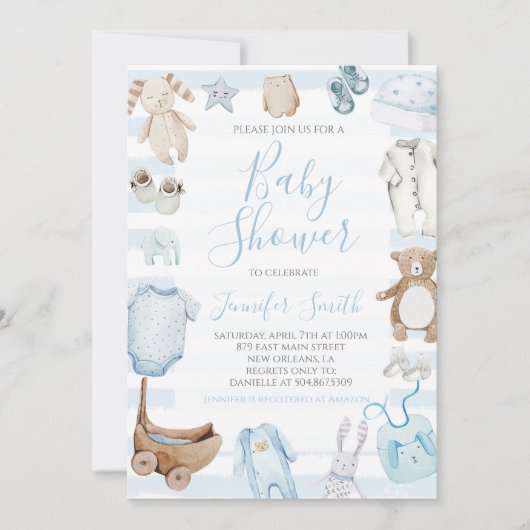 Invitation Baby shower bébé doux (Devant)