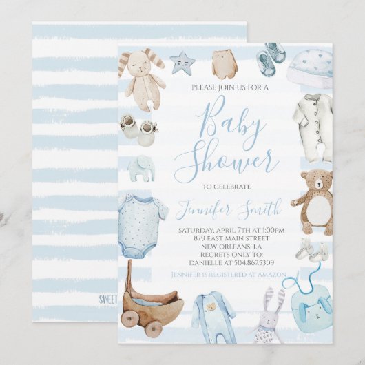 Invitation Baby shower bébé doux (Devant / Derrière)