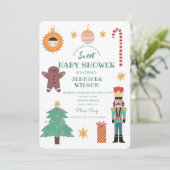 Invitation Baby shower bébé doux Noël (Debout devant)