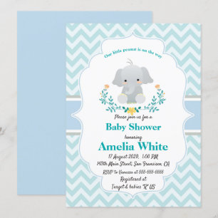 Invitation Baby shower bébé éléphant