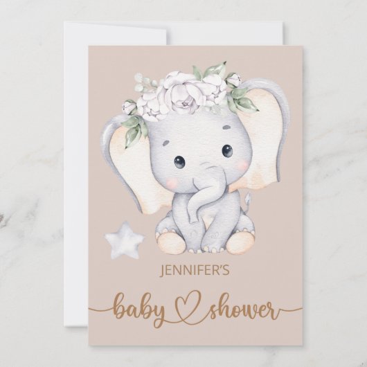 Invitation Baby shower bébé éléphant (Dos)