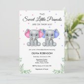 Invitation Baby shower bébé Eléphant Twin Girl (Debout devant)