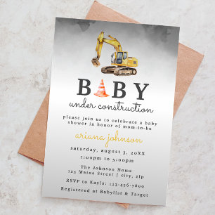 Invitation Baby shower bébé en construction