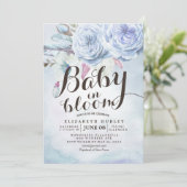 Invitation Baby shower bébé en fleur de Bohème en fleurs plum (Debout devant)