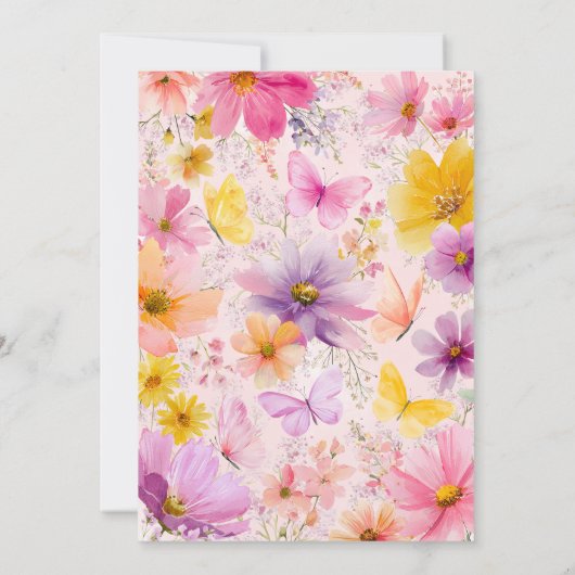 Invitation Baby shower bébé en fleur papillon rose pourpre (Dos)