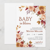 Invitation Baby shower Bébé en fleurs (Devant / Derrière)