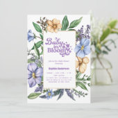 Invitation Baby shower bébé en fleurs - Aquarelle botanique (Debout devant)