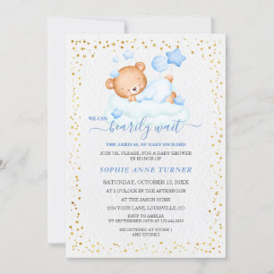 Invitation Baby shower bébé en peluche mignon et dormant