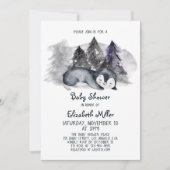 Invitation Baby shower bébé en pingouin dormant (Devant)