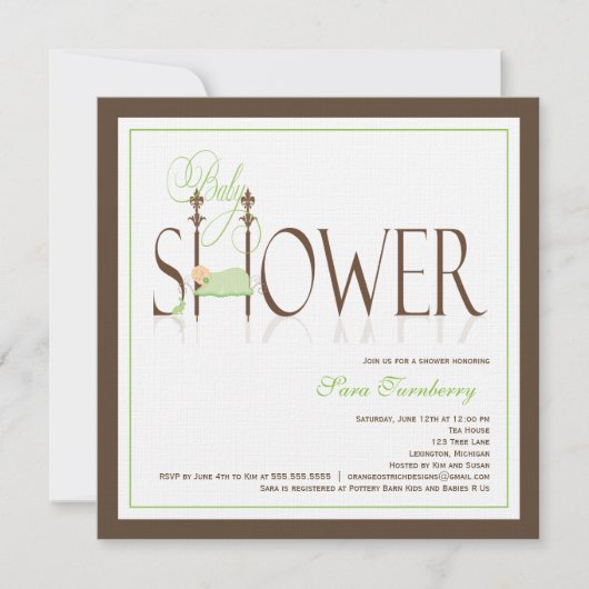 Invitation Baby shower - Bébé endormi (Devant)