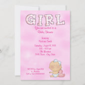 Invitation Baby shower bébé fille (Devant)