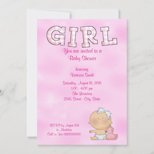 Invitation Baby shower bébé fille (Devant)