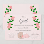 Invitation Baby shower bébé fille (Devant / Derrière)