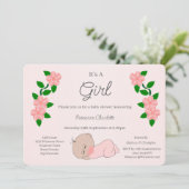 Invitation Baby shower bébé fille (Debout devant)