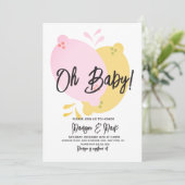 Invitation Baby Shower Bébé Fille Citron Rose Mode (Debout devant)