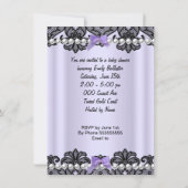 Invitation Baby shower Bébé Fille Lavande Violet noir dentell (Dos)