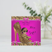 Invitation Baby Shower Bébé Fille Mignonne Chaussure Léopard (Debout devant)