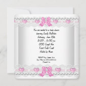 Invitation Baby shower bébé fille rose blanc dentelle paraplu (Dos)