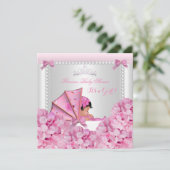 Invitation Baby shower bébé fille rose Pram Africain Américai (Debout devant)