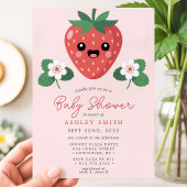 Invitation Baby Shower Bébé Fraise Kawaii