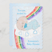 Invitation Baby shower bébé garçon (Devant / Derrière)