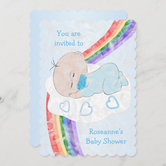 Invitation Baby shower bébé garçon (Devant / Derrière)