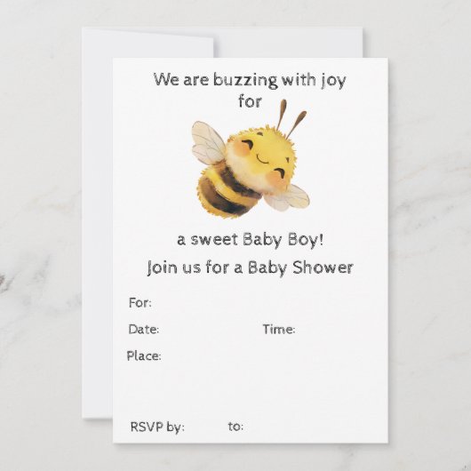 Invitation Baby shower bébé garçon (Devant)