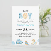 Invitation Baby shower bébé garçon (Debout devant)