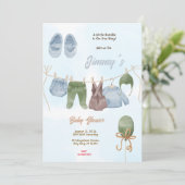 Invitation Baby shower bébé garçon (Debout devant)