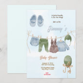 Invitation Baby shower bébé garçon (Devant / Derrière)